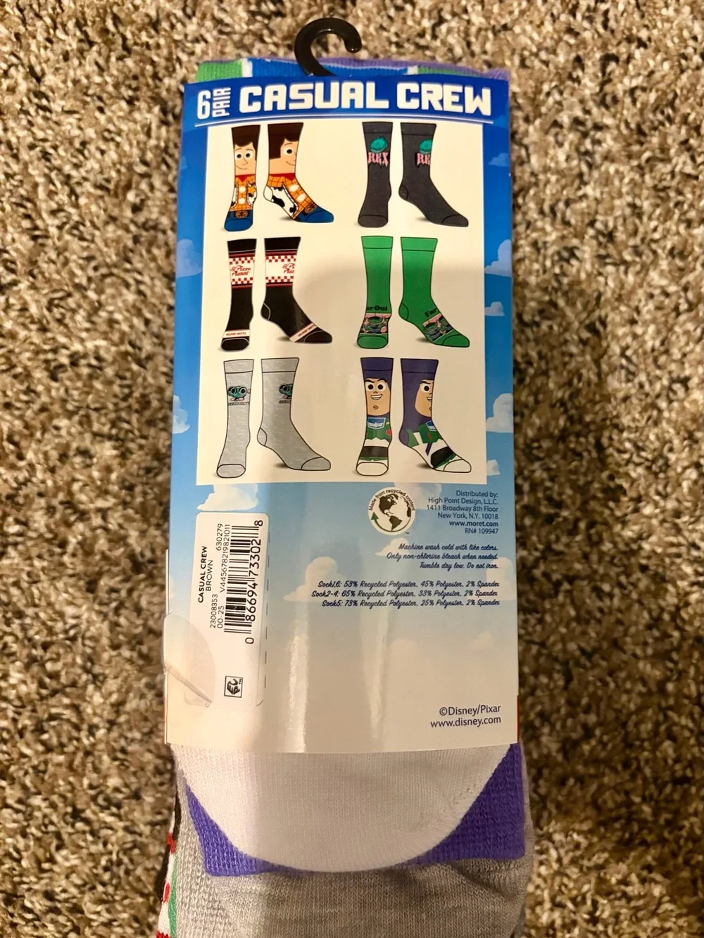 Men’s Toy Story Character Crew Socks 6-Pack